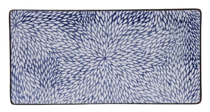 Tokyo Design Studio - Kiku - Blauw/Wit Rechthoekig Ontbijtbord - 23 x 11.5cm