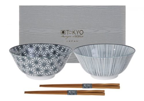Tokyo Design Studio - Nippon Black - Tayo Giftbox met Eetstokjes Sterren en Lijnen - 15.2 x 6.7cm - 2 stuks