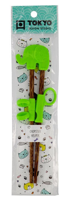 Tokyo Design Studio – Kinder Eetstokjes – Olifant - Groen - 20 cm - 1 paar